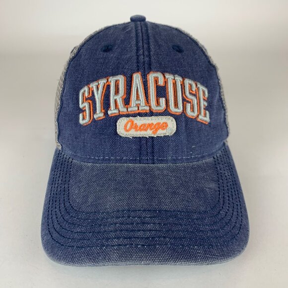 Syracuse Orange NCAA Navy Blue Gray Legacy Relaxed Fit Snapback Trucker Hat - Picture 2 of 5